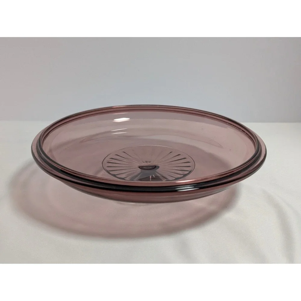 PYREX Cranberry Glass Lid 624-C Replacement Round Fluted Cover for 2 Qt Dish 024